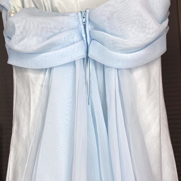 Women's Baby Blue Long Strapless Dress - Picture 4 of 5